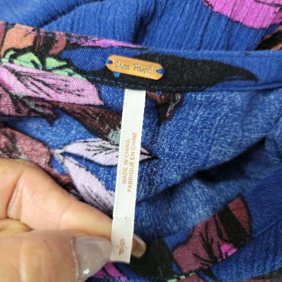 FREE PEOPLE ELECTRIC ORCHARD BLUE BOHEMIAN VIBES LONG SLEEVE MINI TUNIC DRESS - Picture 5 of 16